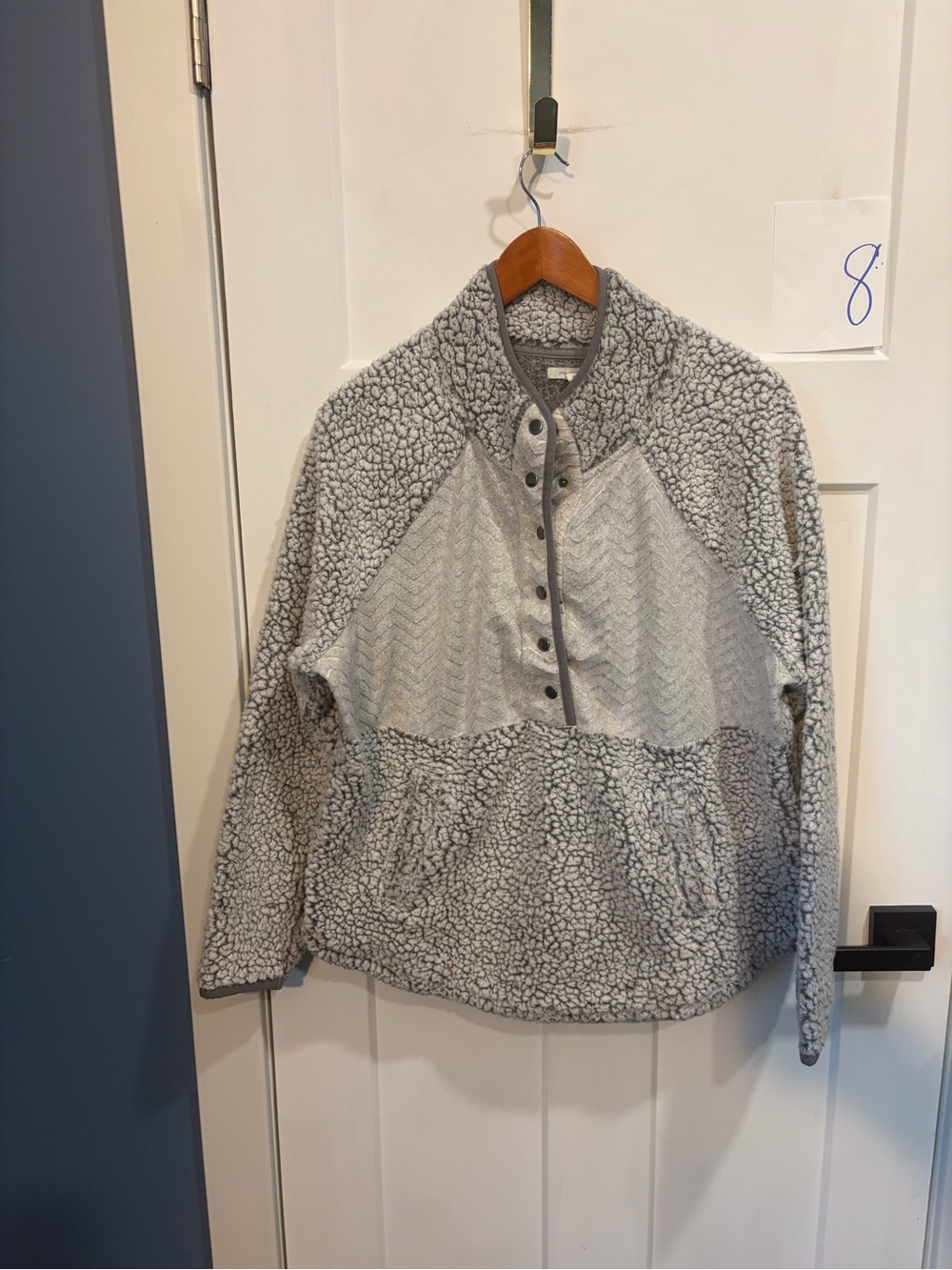 Maurices Light Gray Sherpa Snap-Front Jacket